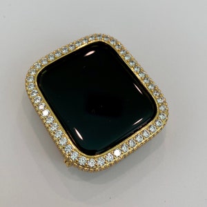 Gold Apple Watch Cover Lab Diamond Bezel Case 42mm 46mm 49mm Ultra Apple Watch Case Bling 38mm 40mm 42mm 44mm Series 1-10
