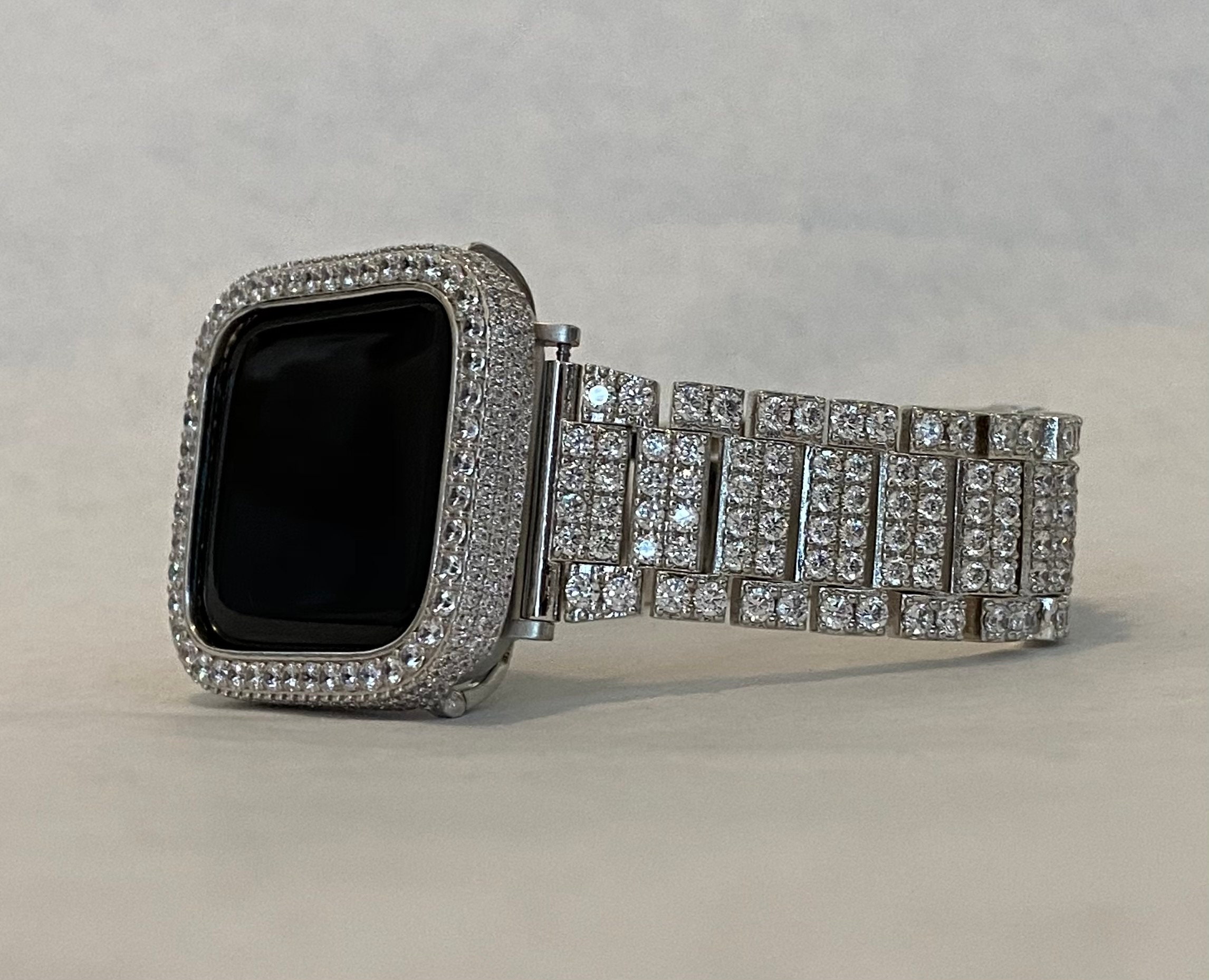 silver apple watch white band