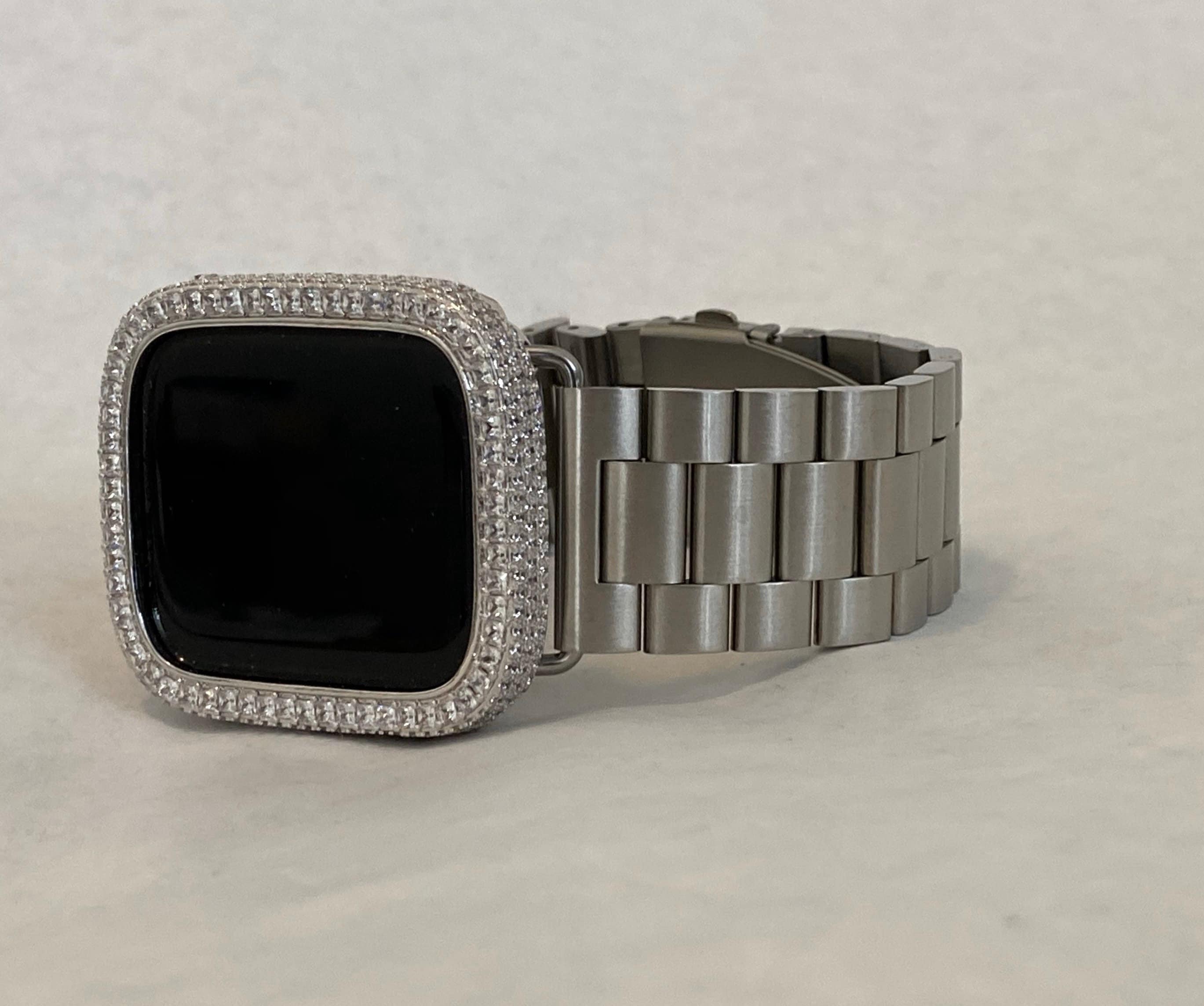 silver apple watch white band