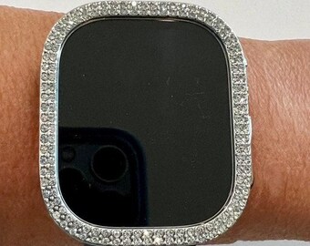 Apple Watch Cover Series 10 49mm Ultra Swarovski Crystals Protective Iphone Watch Case 38mm-46mm Iwatch Candy Bling Silver