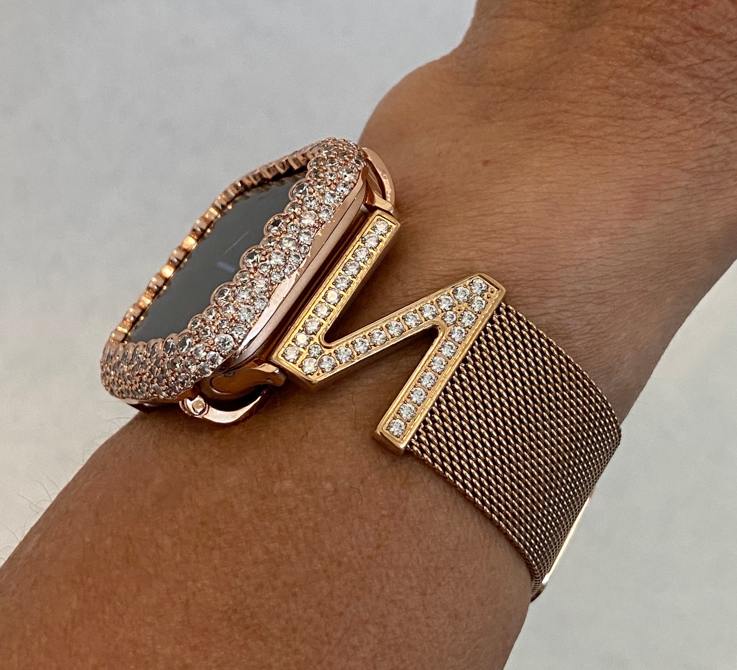 gold apple watch band and case