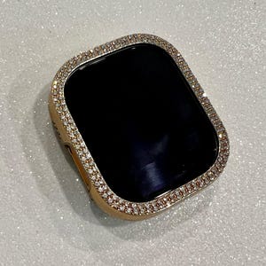 Series 10 Apple Watch Case 42mm 46mm Gold Metallic Bezel Swarovski Crystals Apple Watch Cover for Iphone Watch 38mm-49mm Iwatch Candy Bling