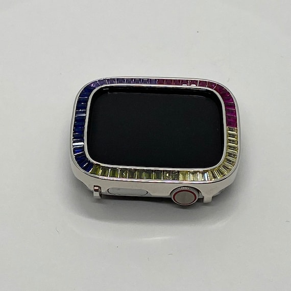 Benutzerdefinierte Regenbogen Apple Watch Bezel Cover 38mm 40mm 41mm 42mm 44mm 45mm Silber Apple Watch Case Bumper Iwatch Candy Bling Etsy