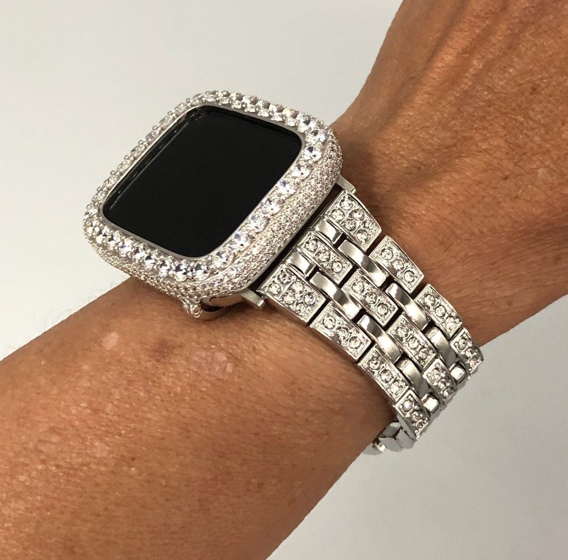 Silver Apple Watch Band 38mm/40mm 42mm/44 Mens Womens Crystal