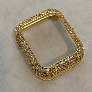 Apple Watch Case Yellow Gold Womens  Swarovski Crystals IWatch Cover Bumper 42mm 44mm Series 3, 4,5,6  Iwatch Candy Bling Apple Watch Face