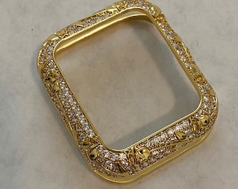 Apple Watch Case Yellow Gold Womens  Swarovski Crystals IWatch Cover Bumper 38mm 40mm 42mm 44mm Iwatch Candy Bling Apple Watch Face