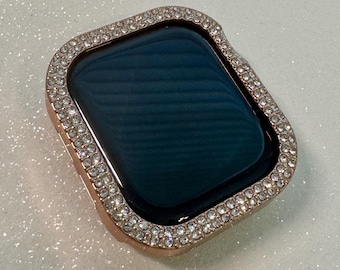 Series 10 Apple Watch Cover Bezel Rose Gold 42mm 46mm Swarovski Crystals Iphone Watch Case Protective Iwatch Bumper 38mm-49mm Ultra