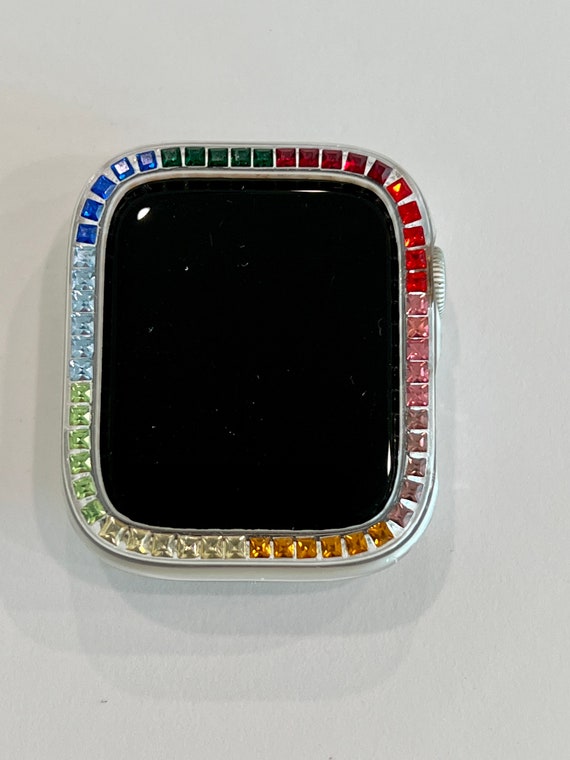 Rainbow Apple Watch Case Cover 38mm 40mm 41mm 42mm 44mm 45mm Swarovski Crystals Smartwatch Bumper Bling Series 2 9 SE iPhone Watch Etsy UK