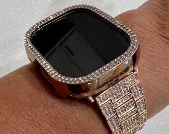 Series 10 Apple Watch Band 42mm 46mm Rose Gold Pave Swarovski Crystal Band & or Apple Watch Case Iphone Watch Protective Cover 38mm-49mm