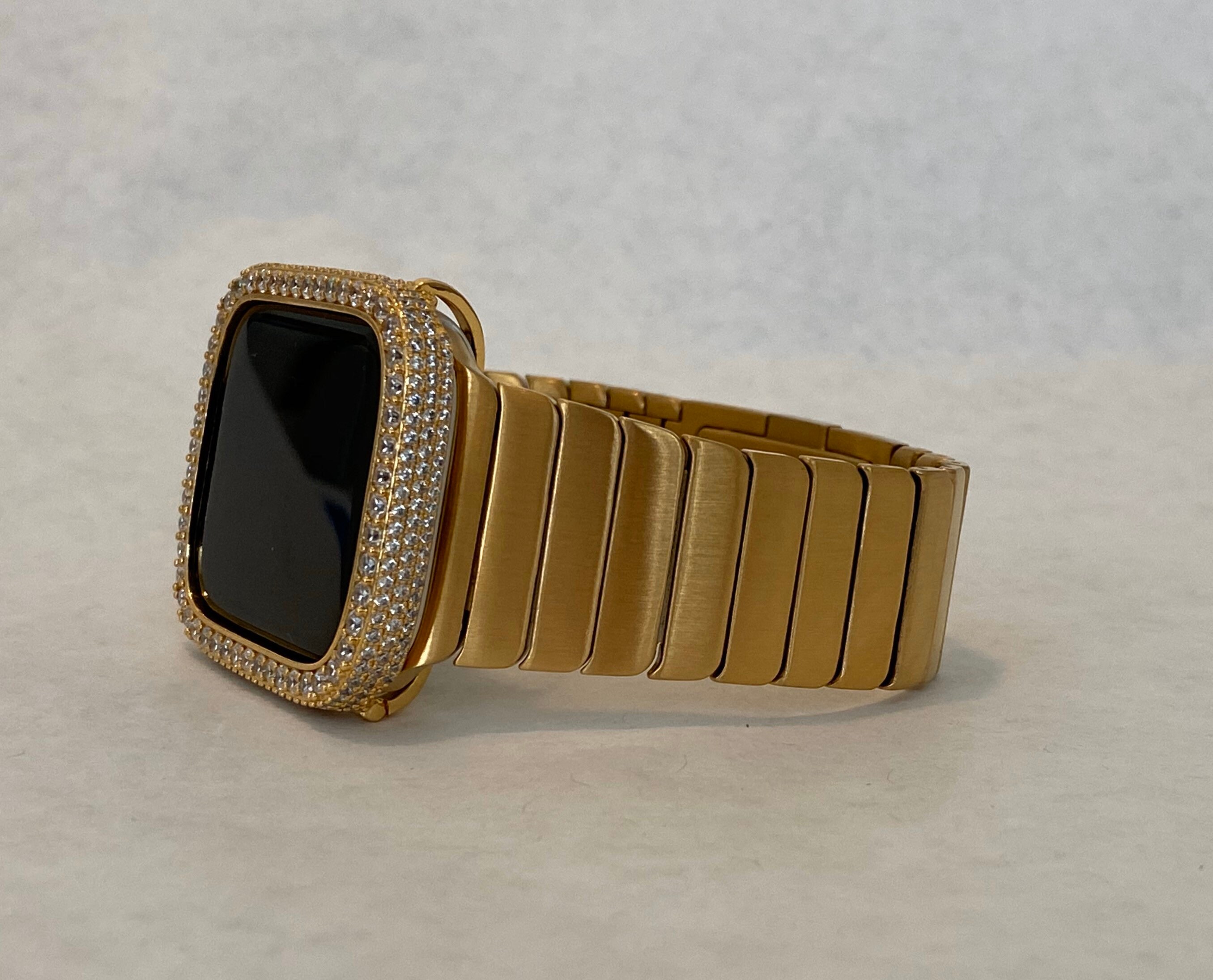 Gold Apple Watch Band Mens Stainless Steel and or Lab Diamond | Etsy