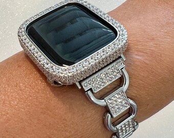 49mm Ultra Apple Watch Band Women Silver Bracelet Crystals & or Lab Diamond Bezel Case Cover Smartwatch Bumper Iwatch Candy Series 10