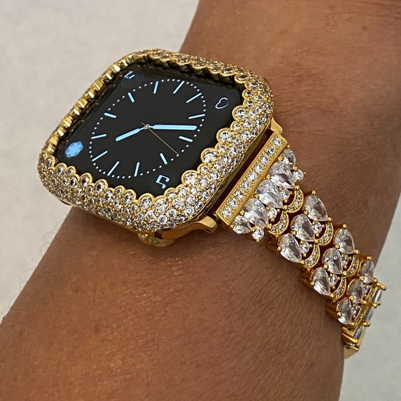 Designer Apple Watch Band 40mm Women and or Gold Pave Lab Etsy