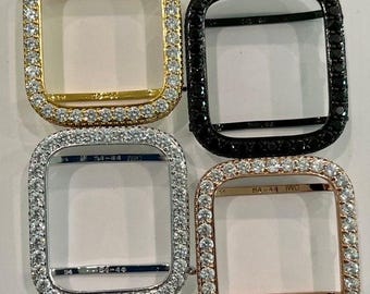 Series 2-9 Apple Watch Case 3.5mm Lab Diamond Bezel Apple Watch Cover Silver, Rose Gold, Yellow Gold & Black Sizes 38mm-45mm Iwatch Candy