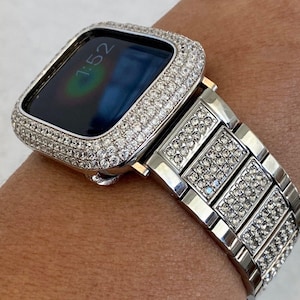 49mm Ultra Apple Watch Band Stainless Steel Swarovski Crystal & or Apple Watch Cover for Iphone Watch Lab Diamond Bezel Case 38mm-46mm Bling