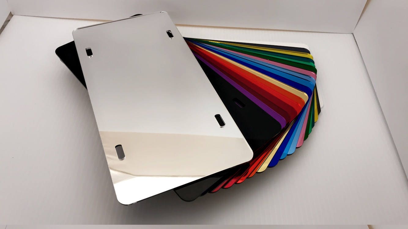 Acrylic blanks laser cut colored mirror License plate Etsy