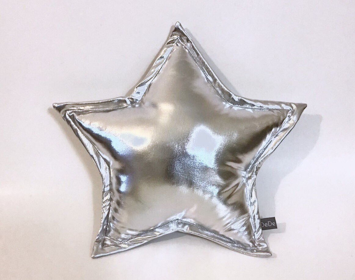 Silver Star Pillow Glitter Star Cushion Metalic Star Etsy
