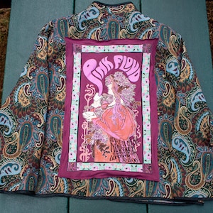 Custom Upcycled Pink Floyd Paisley Tour Jacket, Tour Jacket, Band Jacket, Pink Floyd, Upcycled Jacket, Paisley Jacket
