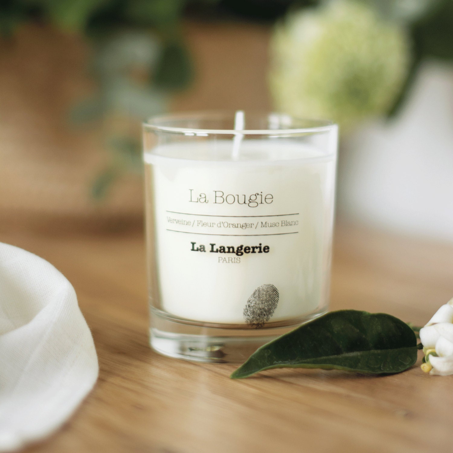 Bougie Parfumée à Base de Verveine Fleur d'oranger Musc Blanc