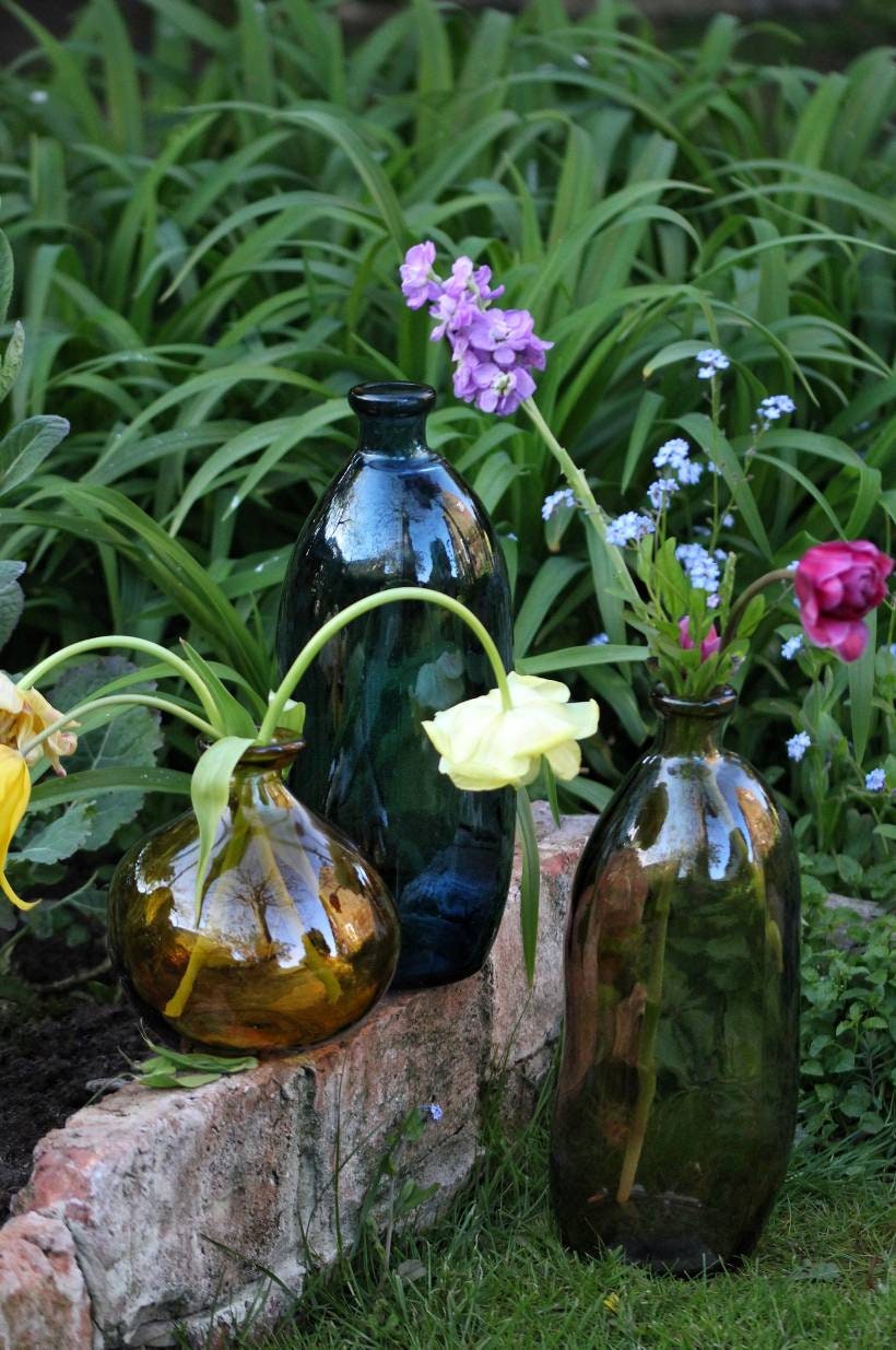 RECYCLED GLASS VASE Smoke Coloured Recycled Glass Vase With Etsy UK