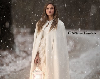 white wedding cape hood