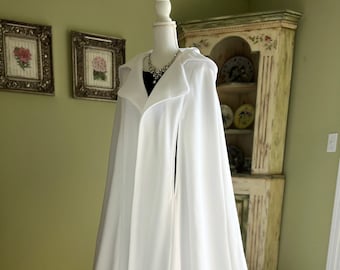 Hooded Wrap Bridal Cape with Train, Wedding Cape Cloak with Train