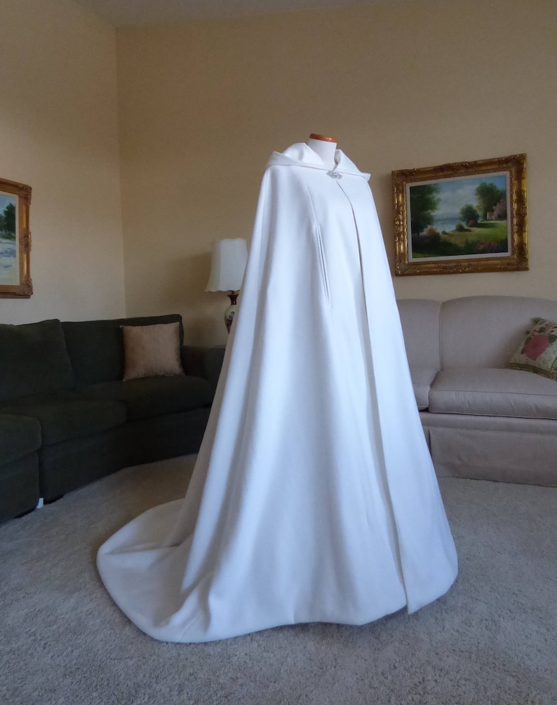 Long Bridal Cape with Train, Hooded Wedding Cape, Bridal Cape Cloak with Train image 4