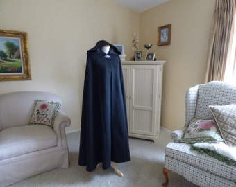 Black Hooded Bridal Cape Long Fleece Wedding Cloak