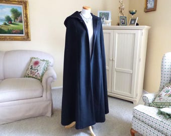 Black Hooded Bridal Cape Long Fleece Wedding Cloak