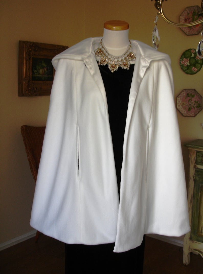 Wedding Cape Cloak, Bride Jacket Coat, Short Hooded Bridal Cloak image 6