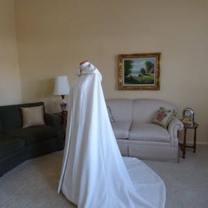 Long Bridal Cape with Train, Hooded Wedding Cape, Bridal Cape Cloak with Train image 5