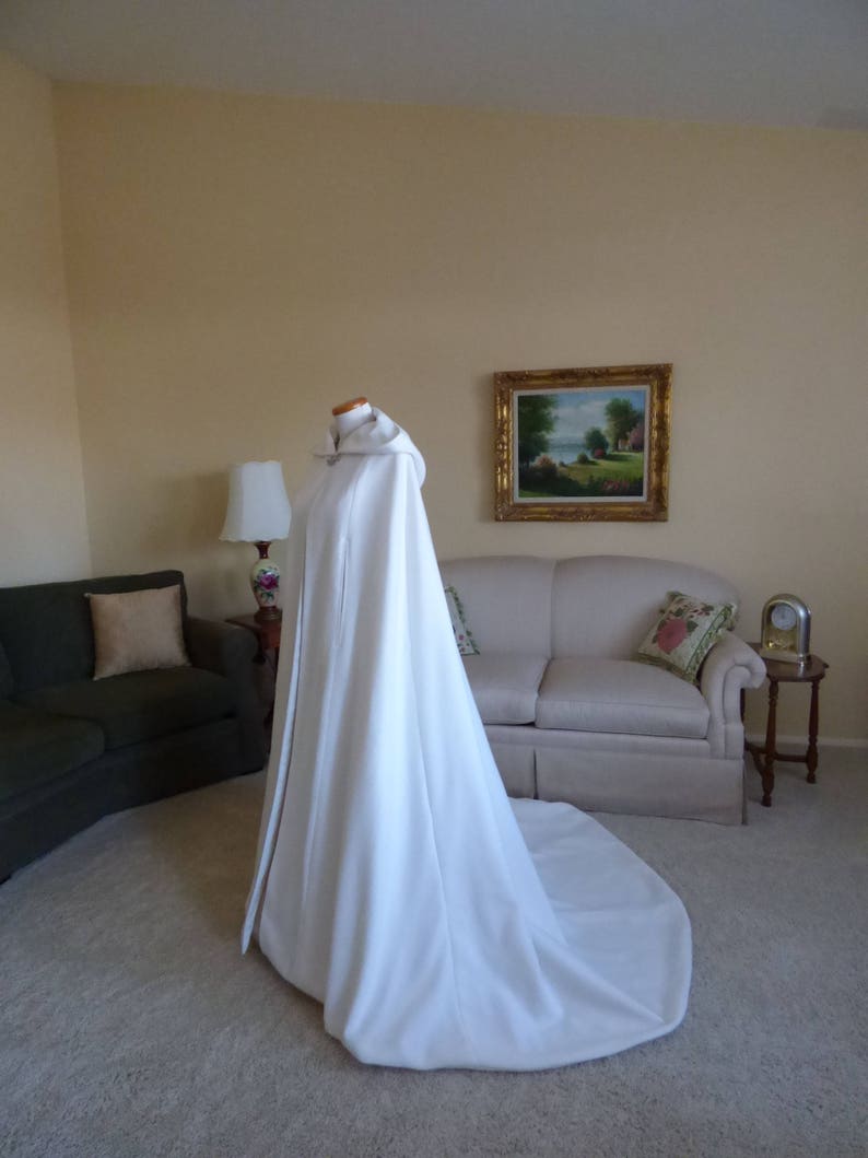 Long Bridal Cape with Train, Hooded Wedding Cape, Bridal Cape Cloak with Train image 5