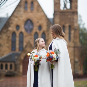 Long Hooded Flower Girl Bridal Cape, Wedding Flowergirl,First Communion Cape,Long Fleece Girls Cloak, Ivory or White, Hand Made USA image 3