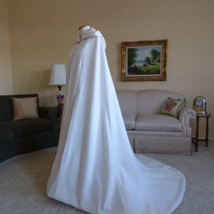 Long Bridal Cape with Train, Hooded Wedding Cape, Bridal Cape Cloak with Train image 7