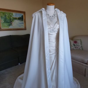 Long Bridal Cape with Train, Hooded Wedding Cape, Bridal Cape Cloak with Train image 2