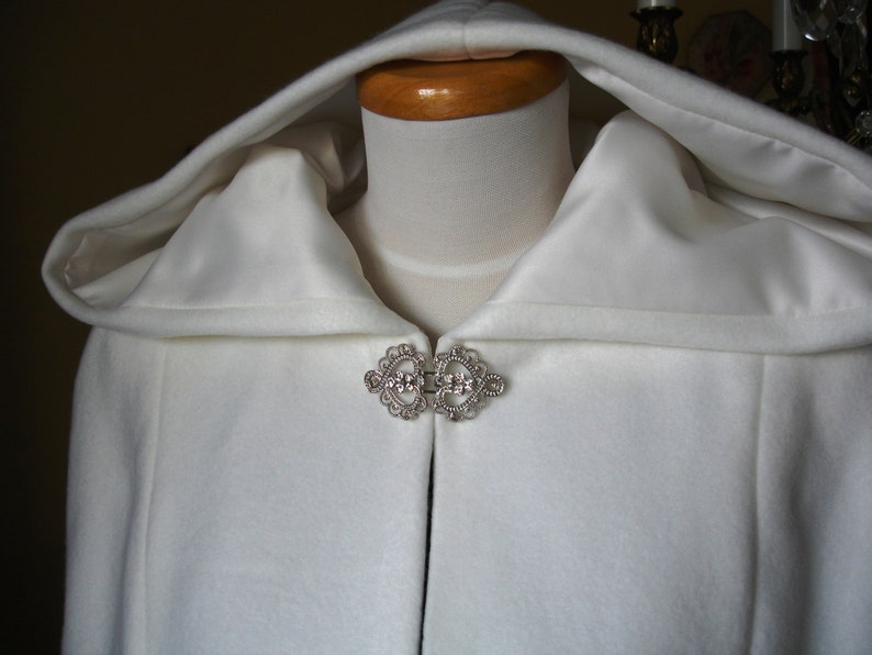 Wedding Cape Cloak, Bride Jacket Coat, Short Hooded Bridal Cloak image 3