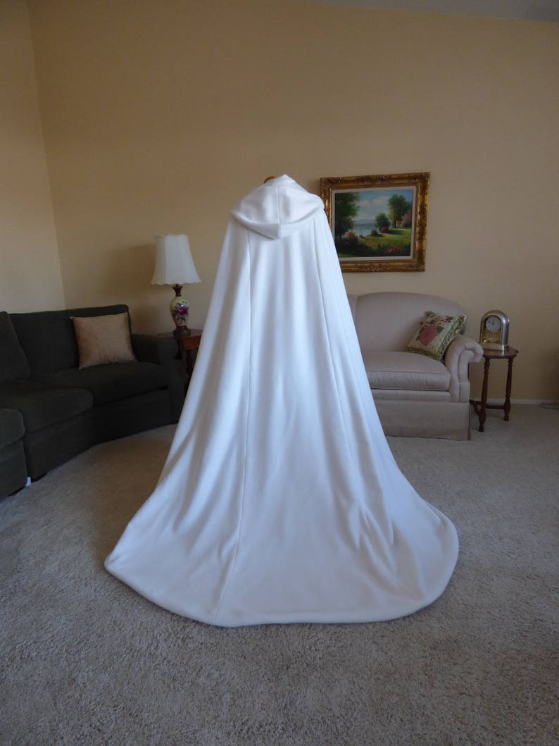 Long Bridal Cape with Train, Hooded Wedding Cape, Bridal Cape Cloak with Train image 6