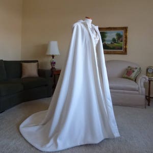 Long Bridal Cape with Train, Hooded Wedding Cape, Bridal Cape Cloak with Train image 1