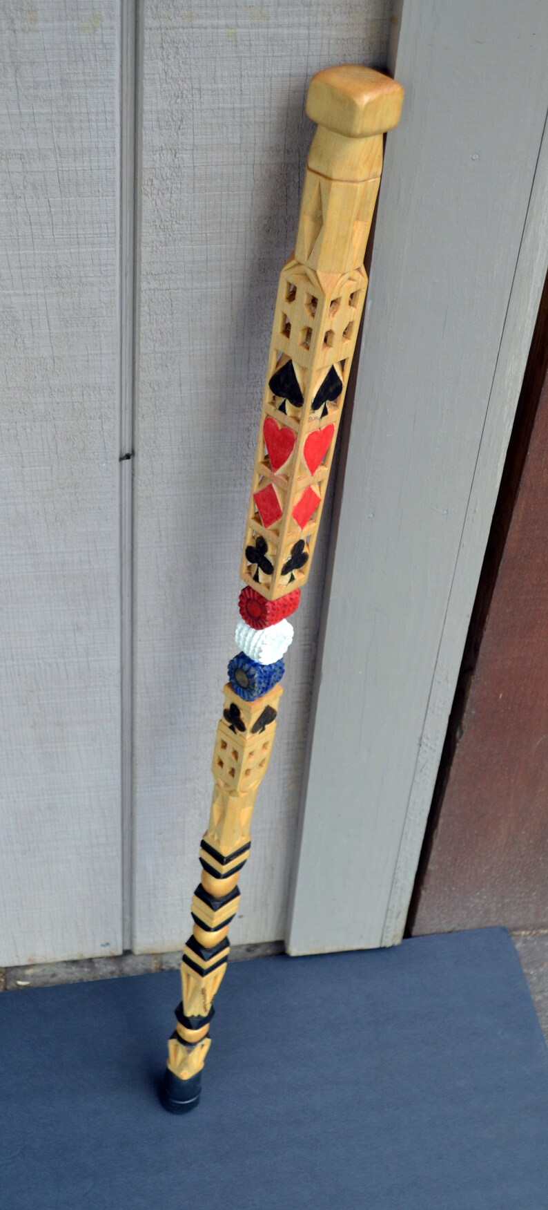 15002 lucky Basswood Hand Carved Walking Stick Etsy