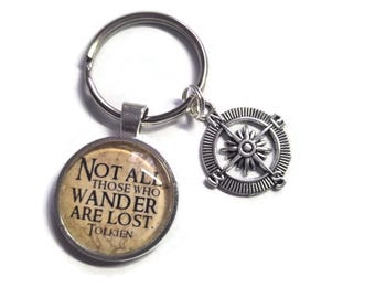 No todos los que vagan están perdidos. Llavero o collar de cristal de regalo, regalo de Book Wizard.