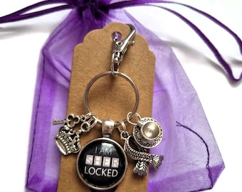 Sherlock Holmes Bag Clip Keyring, Sherlocked Glass Cabochon, Fandom Gift