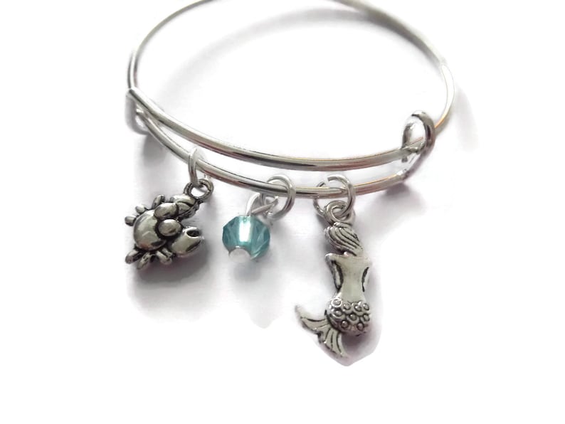 little mermaid bangle Mermaid gift princess favors princess party princess gift littlecharmco mermaid favours mermaid charm bracelet