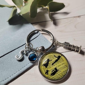 Personalised PAN flying glass keyring gift, Peter book lover present
