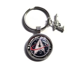 Llavero o collar de cristal de 25 mm con temática de TREKKIE, regalo ideal para fans de la ciencia ficción y el espacio.