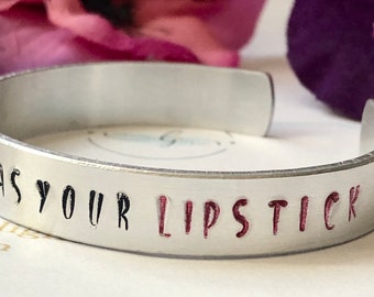 Hand Stamped Aluminum Cuff Bracelet, Personalized Quote Jewelry