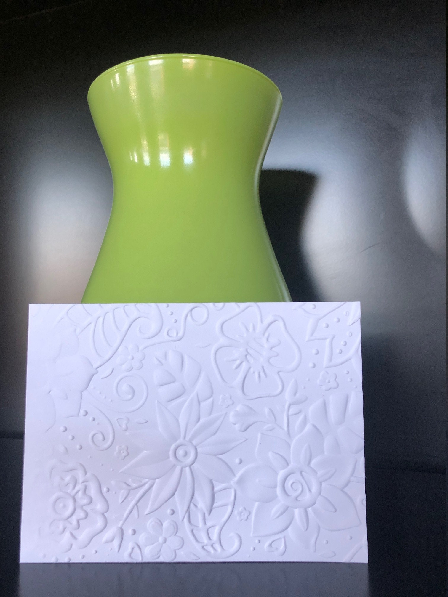 3D Embossed White Floral Cards (set of 6) Embossed Note Cards All ...