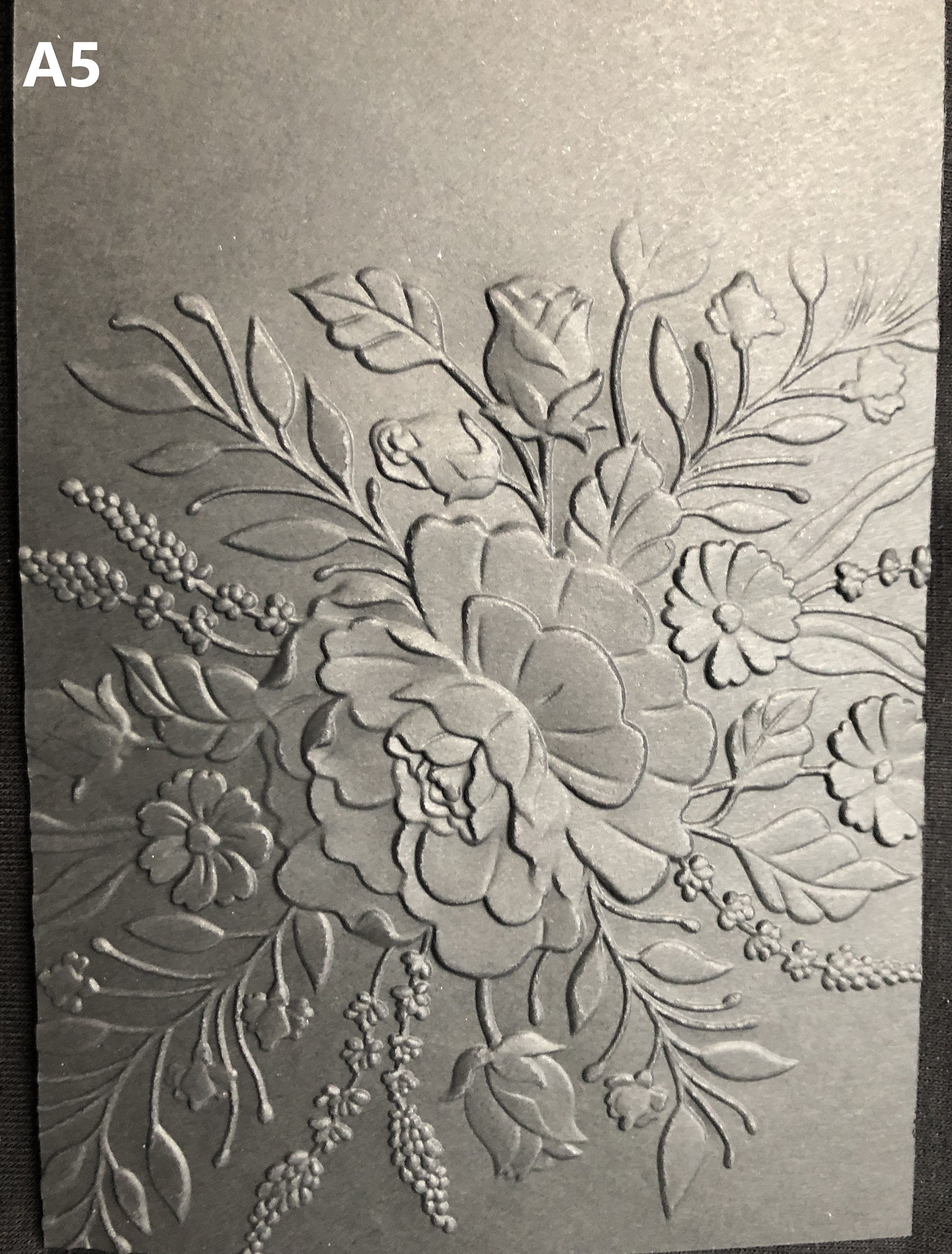 Black 3D Embossed Cardstock Sheets, Gold Etched Floral, Set of 5 - Etsy