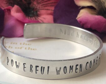 Hand Stamped Aluminum Cuff Bracelet, Personalized Quote Jewelry