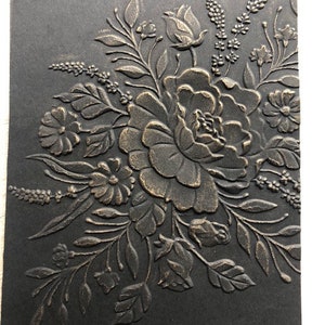 Embossed 3D Black Floral Cards (set of 6) Embossed Cards, All Occasions, Embossed Cards Blank Inside, Floral Embossed blank card