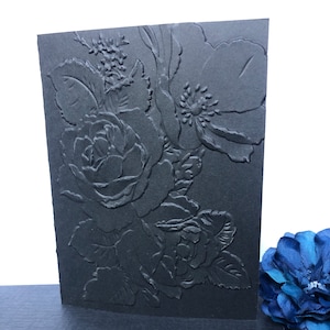 Embossed 3D Black Floral Rose Cards (set of 6) Embossed Note Cards, All ...