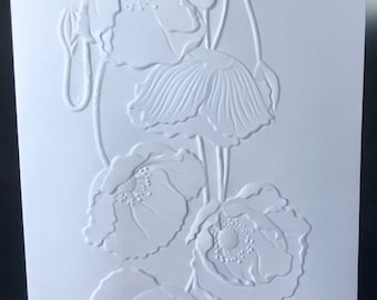 Embossed 3D White Floral Cards (set of 6) Embossed Note Cards All ...